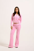Robertson Classic Velour Zip Hoodie  - Pink Marl