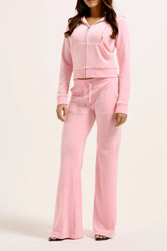 Robertson Classic Velour Zip Hoodie - Juicy Pink