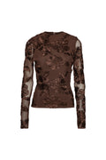 Flower Mesh Ls Top - Chicory Coffee