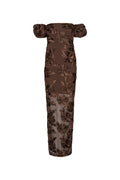 Flower Mesh Maxi Dress - Chicory Coffee