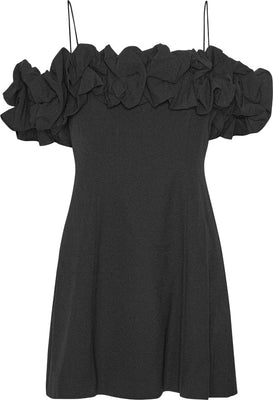Crepe A-Line Mini Dress - Svart