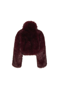Faux Fur Crop Jacket - Zinfandel
