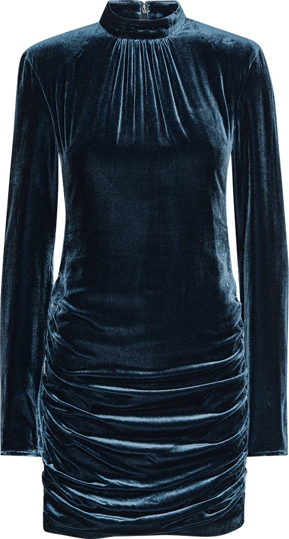 Silk Velvet Ls Mini Dress - Graphite