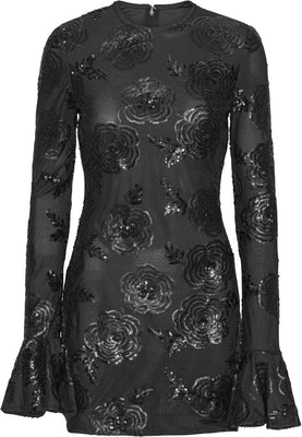 Sequins Ls Mini Dress - Black