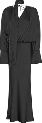 Chiffon Ls Maxi Dress - Svart
