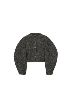 Boucle Short Jacket - Gray Pinstripe