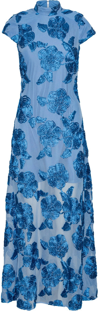 Mesh Capsleeve Maxi Dress - Hydrangea (Blue)
