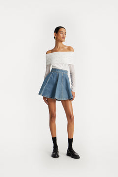 Denim Mini Skirt - Vintage Blue Denim