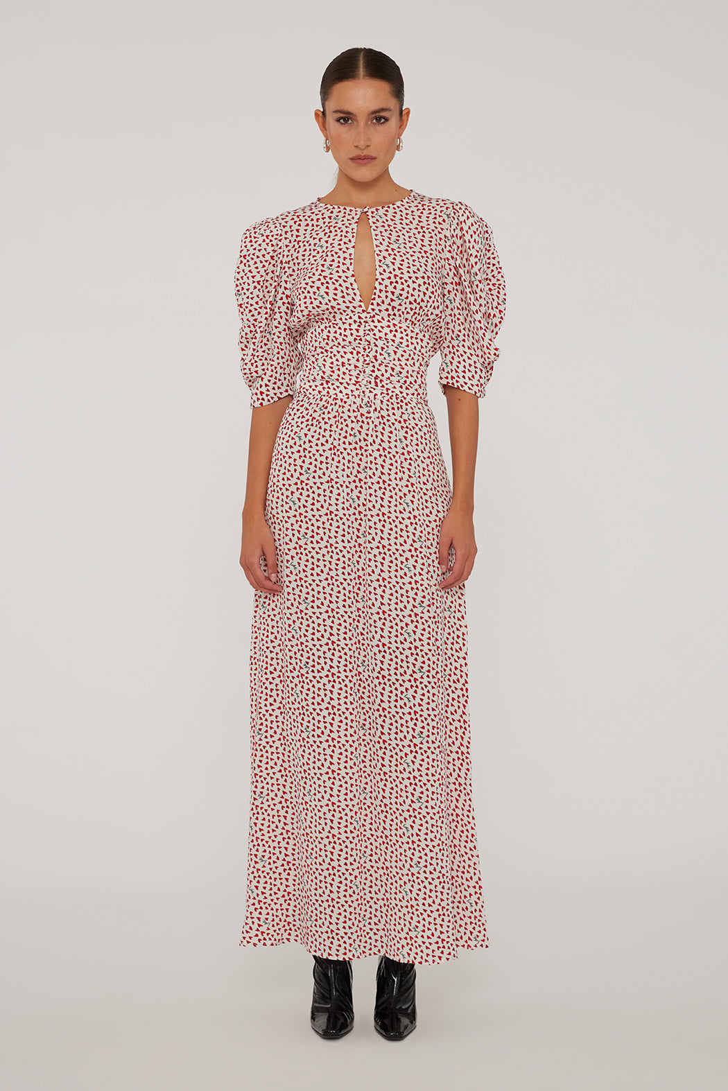 Printed Maxi Flowy Dress - Happy Hearts + Bright
White Comb