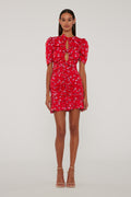 Printed Mini Ruffle Dress - Wildeve Cluster + High
Risk Red Comb