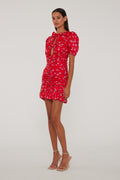 Printed Mini Ruffle Dress - Wildeve Cluster + High
Risk Red Comb