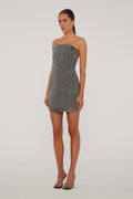 Rhinestone Denim Dress - Grey Denim