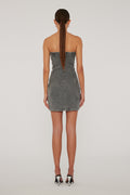 Rhinestone Denim Dress - Grey Denim