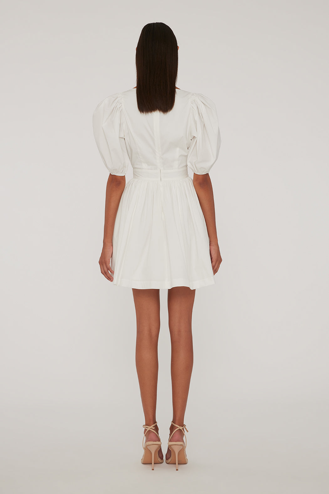 Puff Sleeve Mini Dress - Bright White