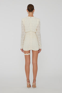 Lace Mini Dress V-Neck - Egret