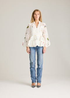 Aliah Garden Blouse - White Garden