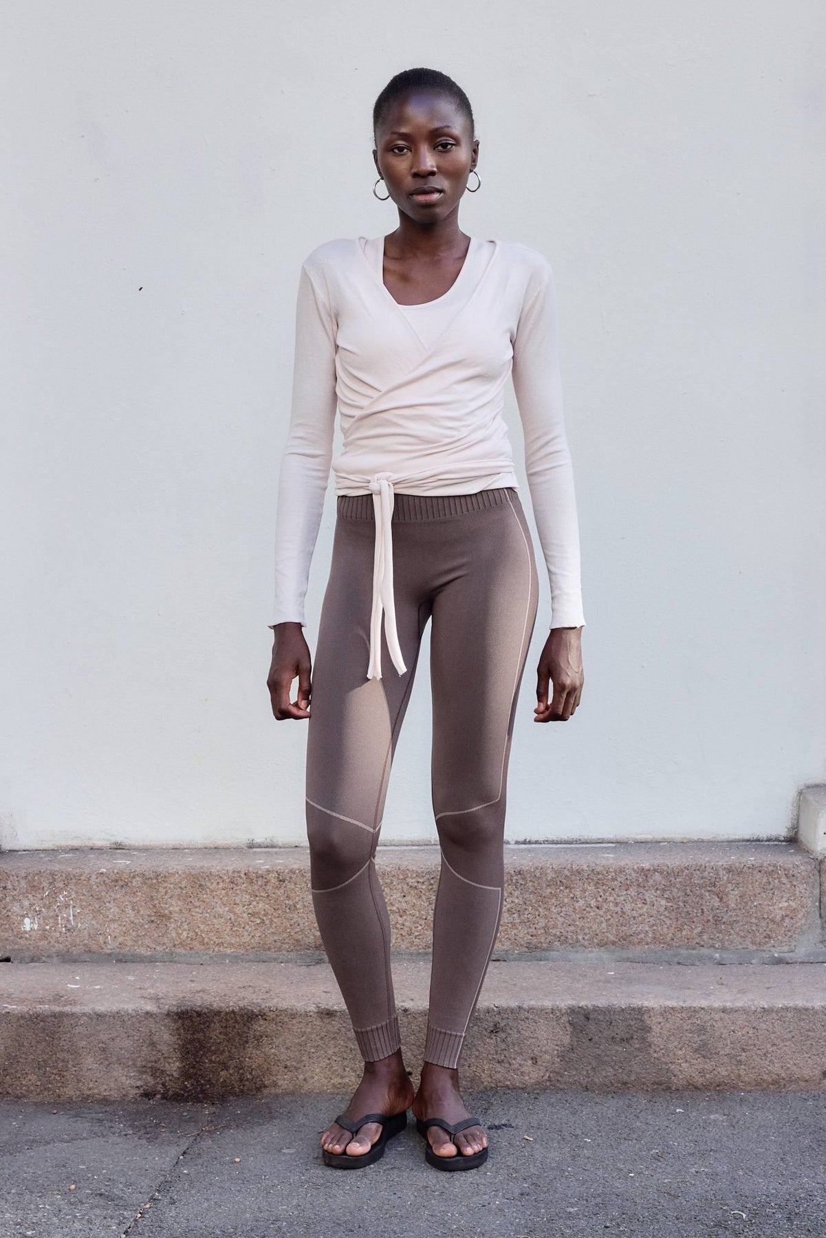 Basic Wrap Sweater - Pale Rose