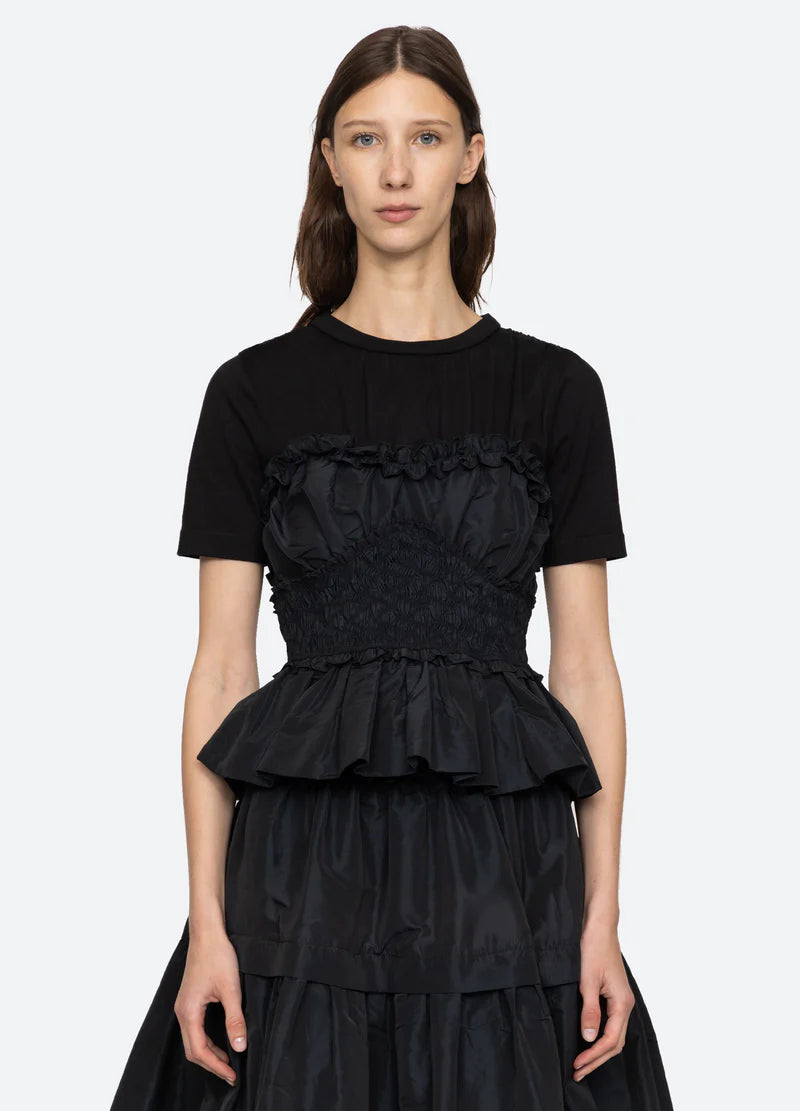 Diana Taffeta S/Slv Top - Black