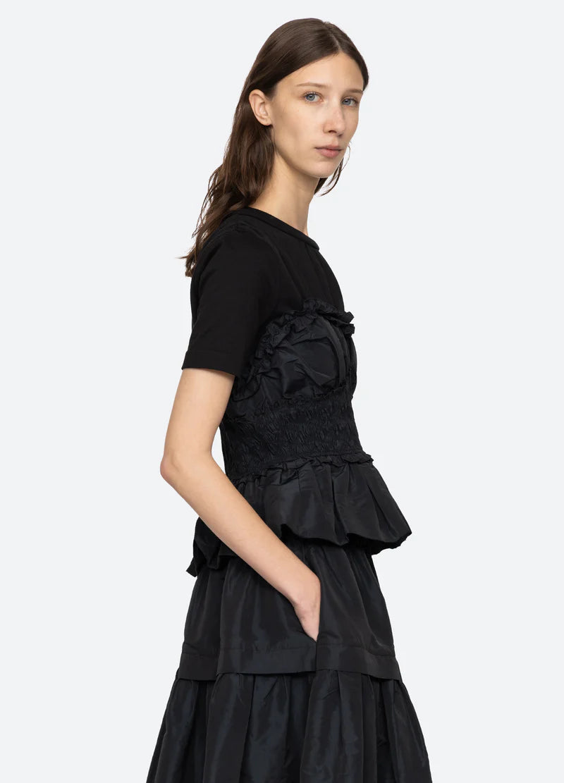 Diana Taffeta S/Slv Top - Black