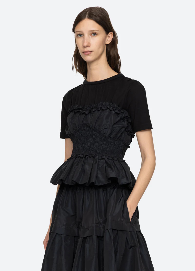 Diana Taffeta S/Slv Top - Black