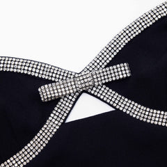 Diamante Bow Mini Dress - Black