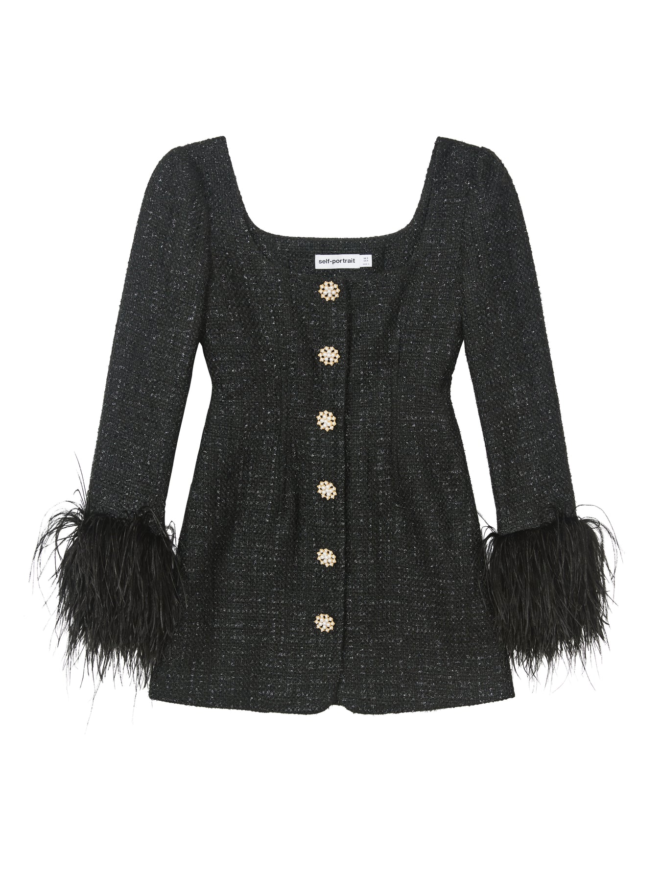Self-Portrait - Kjoler - Boucle Feather Mini Dress - Black