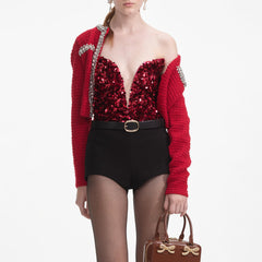 3D Sequin Top - Red