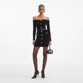 Chenille Knit Mini Dress - Black