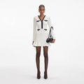 Pearl Trim Knit Mini Dress - White