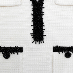 Pearl Trim Knit Mini Dress - White