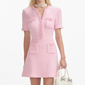 Textured Knit Mini Dress - Pink