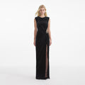 Velvet Embellished Maxi Dress - Black