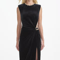 Velvet Embellished Maxi Dress - Black