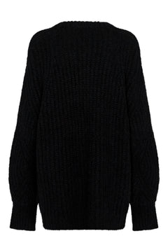 Oversized Knit Jumper - Black W. Turtledove Logo