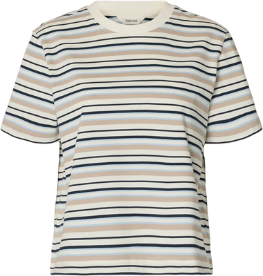 Essential Ss Striped Boxy Tee - Cashmere Blue Multi Stripes