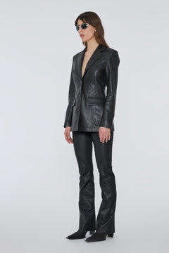 Stretch Leather Pants - Black