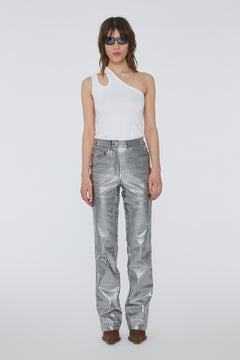 Striped Leather Pants - Black Comb.