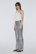 Striped Leather Pants - Black Comb.