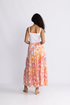 Rana Linen Skirt - Coral