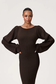 Rennes Midi Dress - Brown