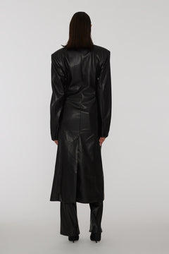 Embellished Button Coat - Black