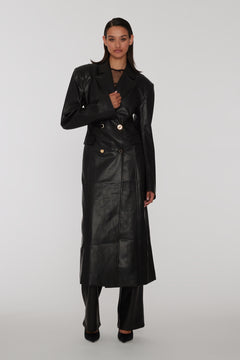 Embellished Button Coat - Black