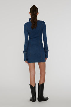 Stretchy Scoop Neck Dress - Orion Blue