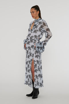 Chiffon Bow Midi Dress - Delicate Lace + Rock Ridge Comb.