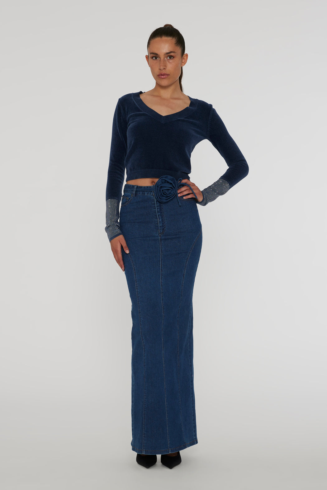 Stretchy Maxi Skirt - Orion Blue
