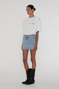 Denim Laced Mini Skirt - Light Blue Denim