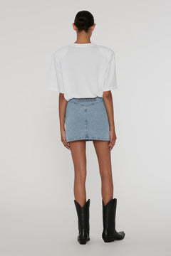 Denim Laced Mini Skirt - Light Blue Denim
