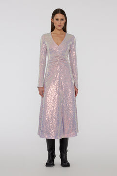 Sequin Midi Dress - Sachet Pink
