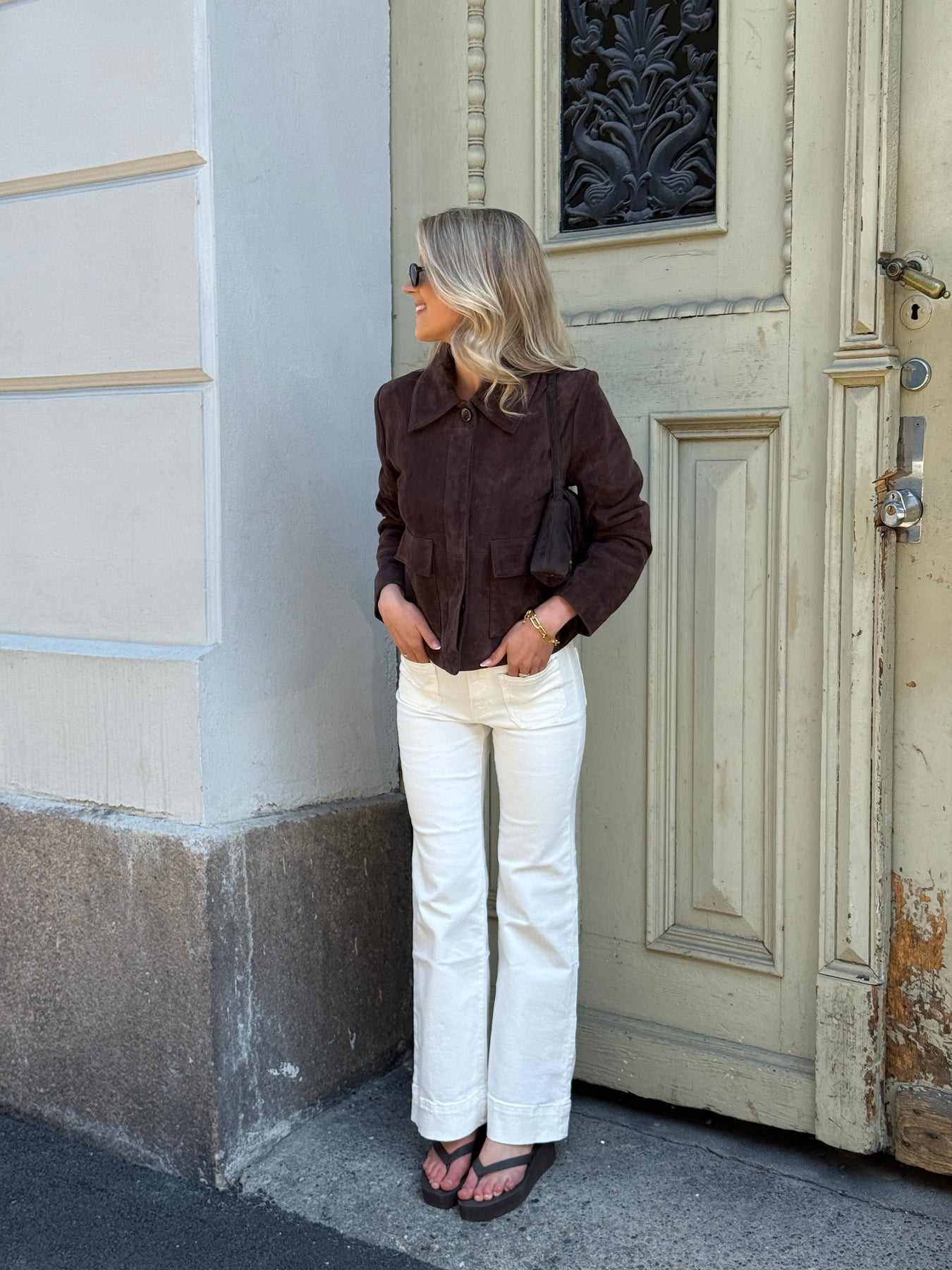 Ruth Suede Leather Jacket - Brown