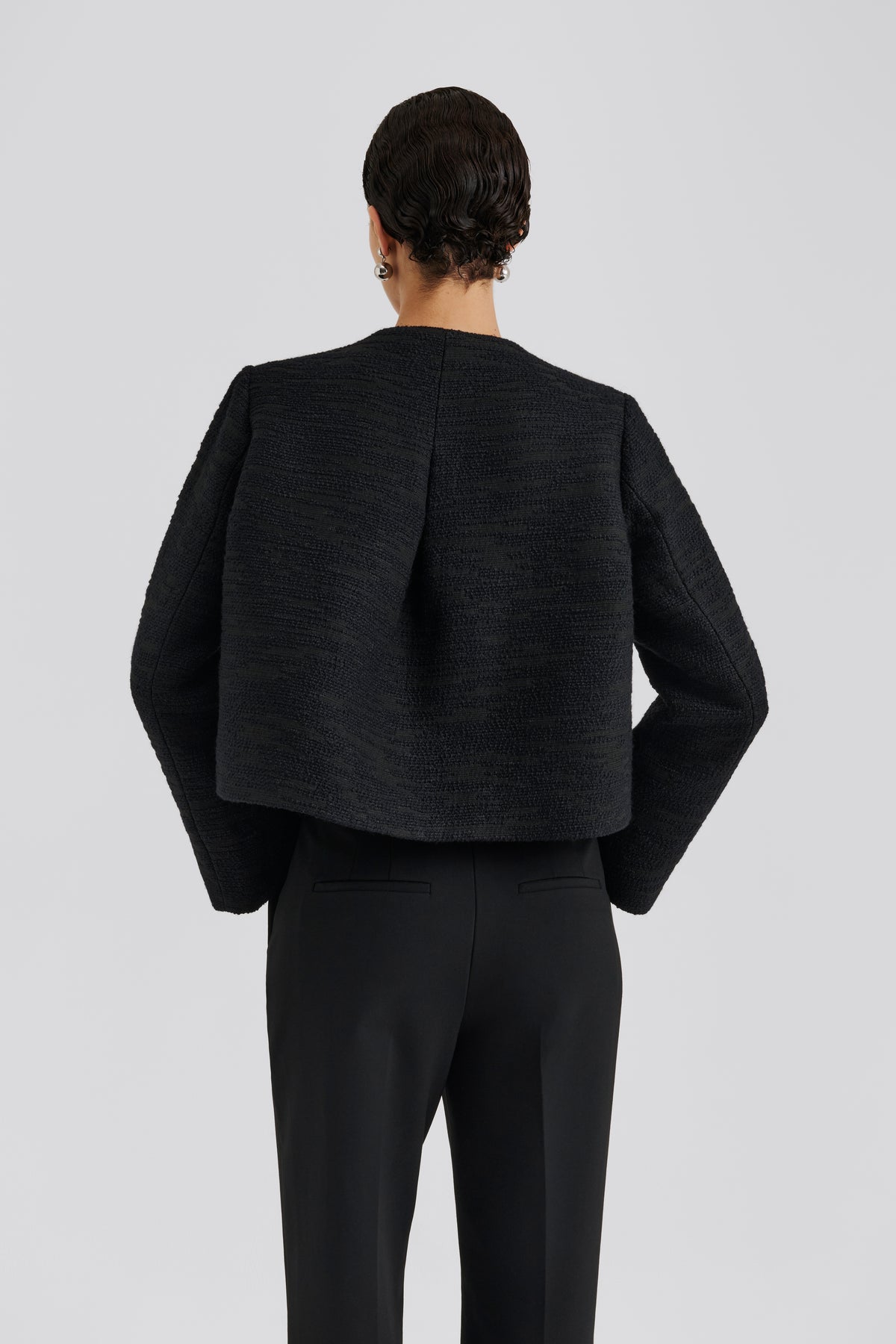 Ruthie Cropped Boucle Blazer - Black